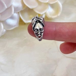 Artisan Handmade Sterling Silver Woman’s Face Head Bohemian Ring Sz 4.5